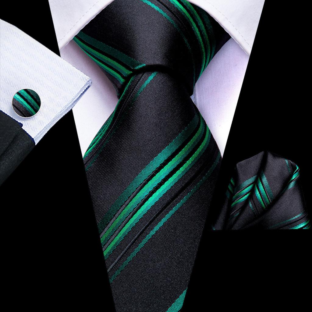 Hi-Tie New Fashion Mens Tie Business Necktie Hanky Cufflinks Tie Set