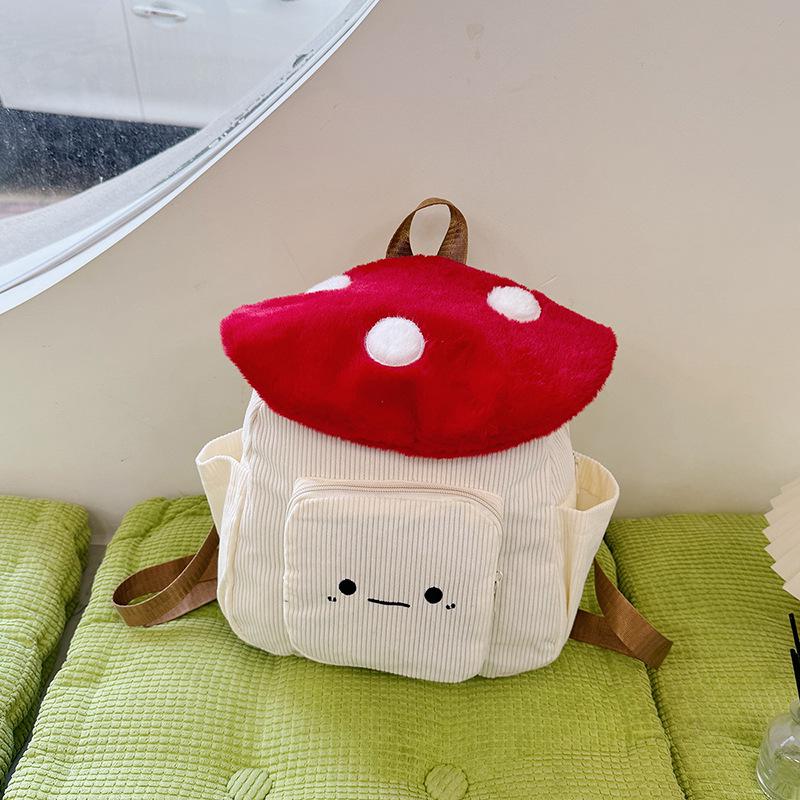 Cross-border Special Supply Faux Rabbit Fur Mushroom Backpack – Large Capacity, Fashionable, Casual for Students