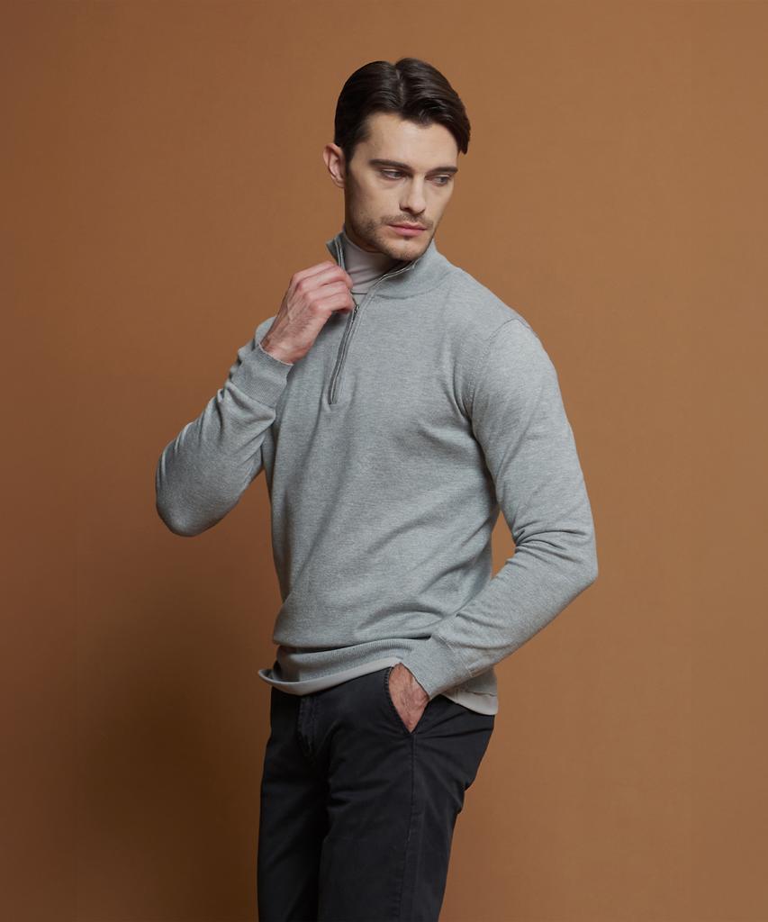 PANICALE Light Gray Soft Half-Zip Knit (Type A)