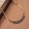 Choker Chain Embedded Stripe Necklace Geometric Style Vintage Necklace  Women Girls