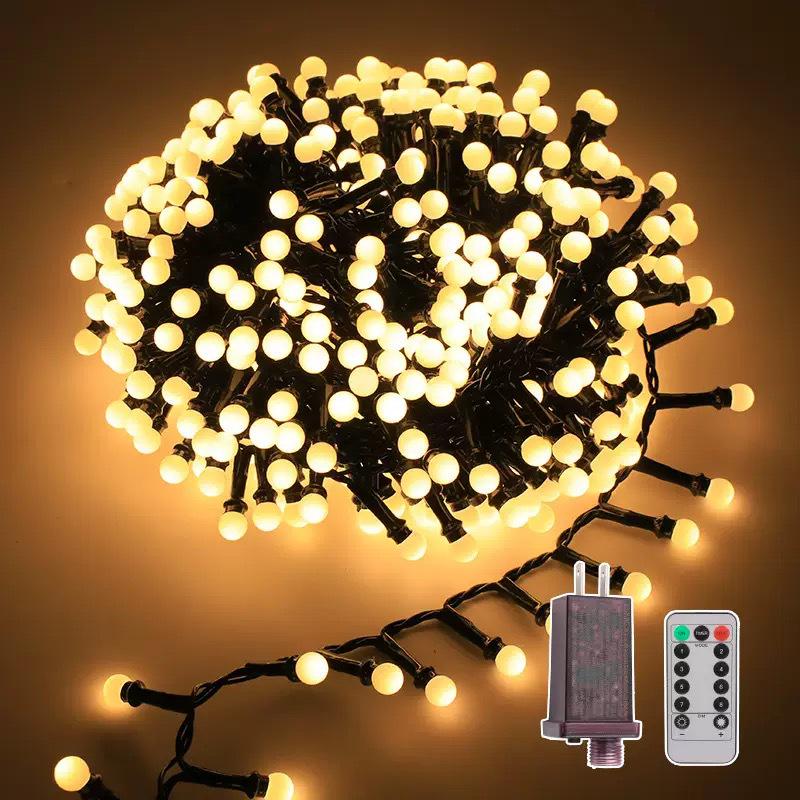 Chibi Maruko-chan Solar-Powered Outdoor String Lights: White and Colored Ball Decorative Lights, Waterproof for Camping and New Year Festivities.