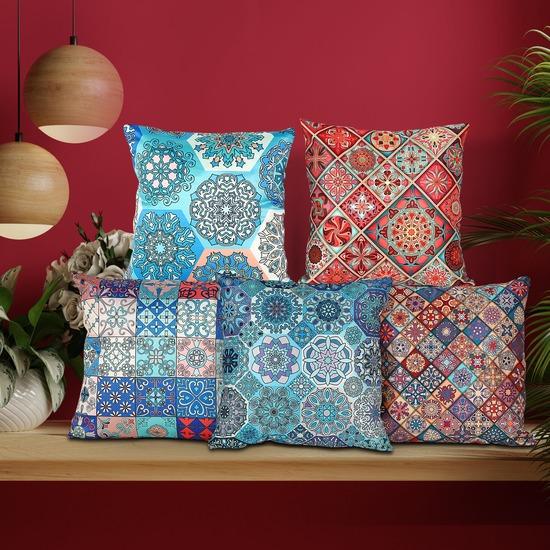 

Красочные наволочки с принтом медальона и плитки (Набор из 5) 12*12inch