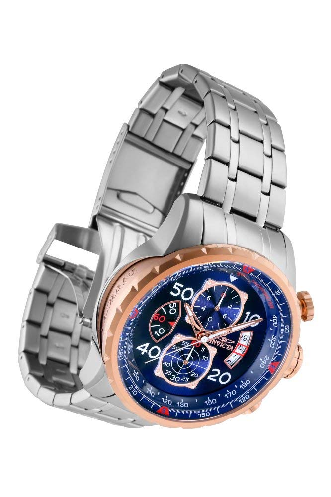 Aviator Quartz 48mm Stainless Steel Blue [Invicta] Watch, Case, Silver, Strap, Dial, 17203, Men's [Used]
