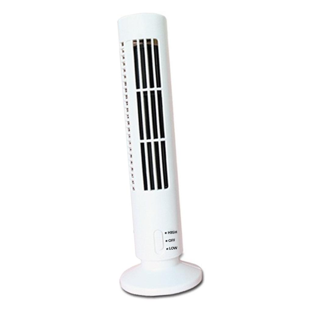 USB Tower Fan 2 Speeds Powerful Wind Oscillating Bladeless Cooling Fan for Office Desk Home White