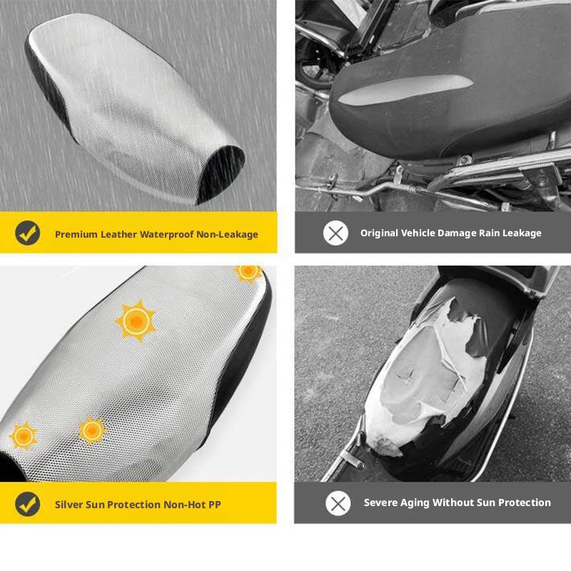 SEAMETAL Leather Motorcycle Seat Cushion Cover Universal Anti-slip Seat Protector Mat Rainproof Sun-proof Wear-resistant