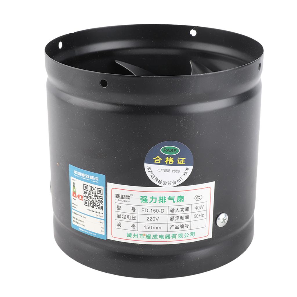 Duct Fan Powerful Ventilation Metal High Speed Copper Wire Motor Round Exhaust Fan for Bathroom Kitchen Basement Black