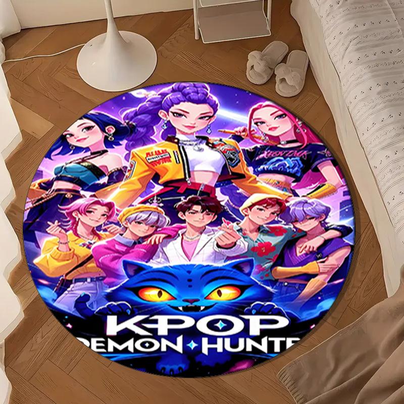 K-pop Demon Hunter Adventure Round Mat Home Decor, Chair Rug For livingroom,Bedroom, Doormat Home Decor Birthday Gift Christmas Gifts