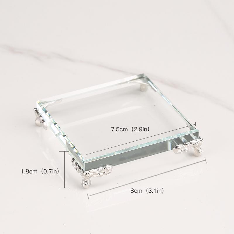 Pyramid Crystal Metal Ornament: Luxury Display Plate for Jewelry, Minerals, Figurines, & Wine