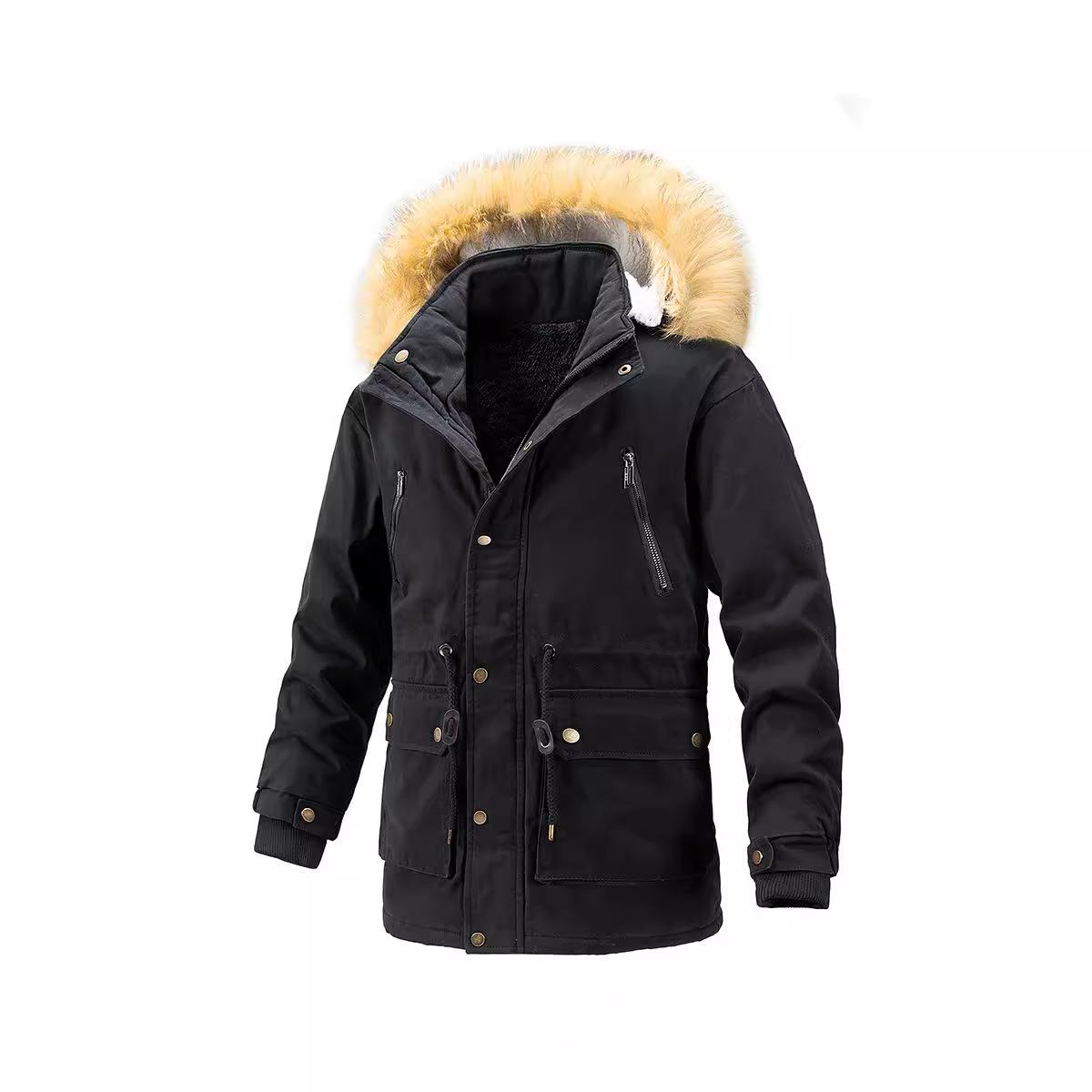 Мужское хлопковое пальто с меховым воротником — фото 4