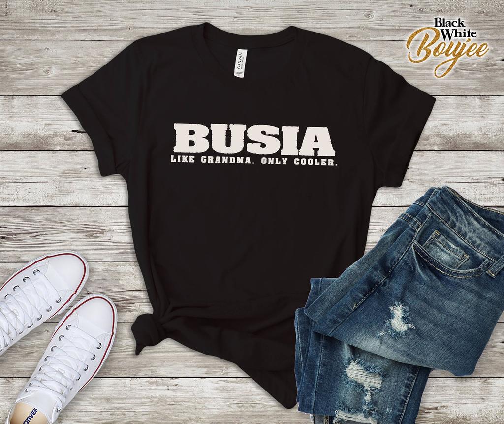 Women Busia T-shirt Abuela Like Grandma Only Cooler GrandmotherTee for Grandparents Day Cute Gift for Mexican Spanish Grandma