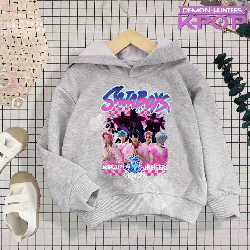 K-pop Demon Hunters Hoodies Boys Girls Long Sleeve Outerwear Saja Boys Print Hooded Coat for Children Fashion Pullover Kids Tops