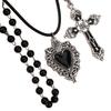 Gothic Vintage Heart Pearl Cross Pendant Necklace With Alloy Chain For Women
