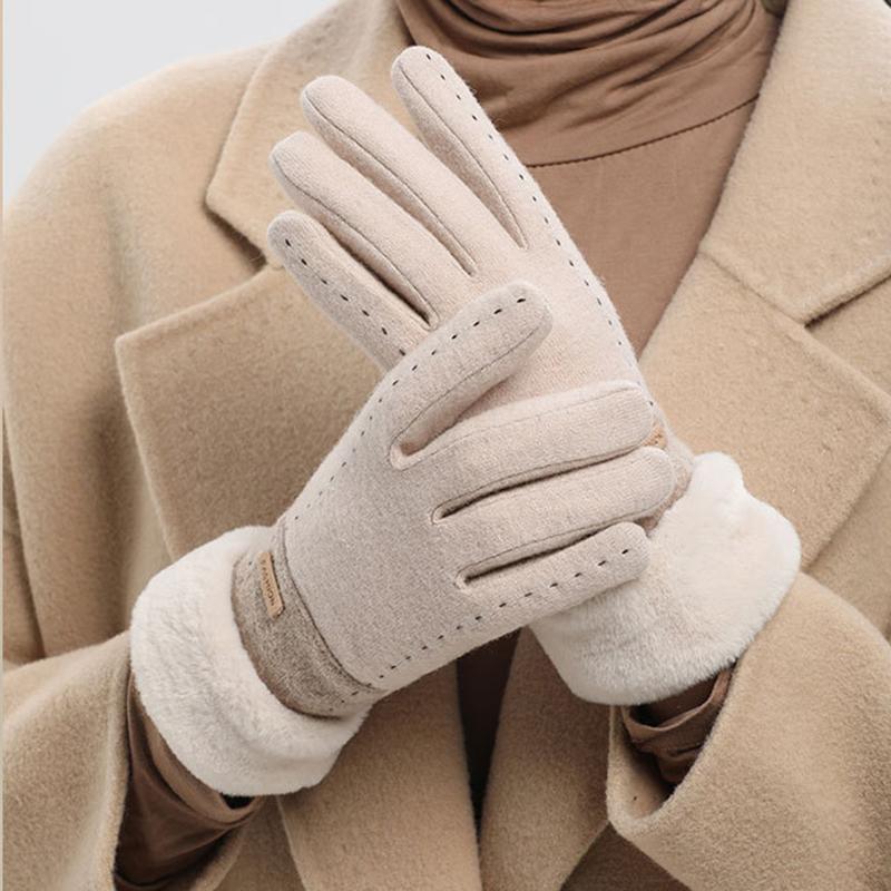 Artificial Fur Winter Retro Elegant Windproof Gloves Women's Winter Gloves Touch Screen Gloves Warm Gloves Wool Gloves