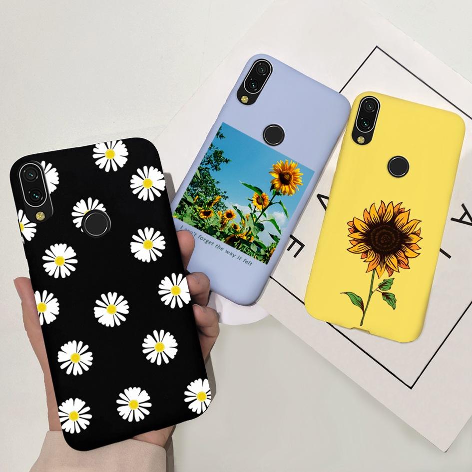 Soft Case For Xiaomi Redmi Note 7 Cover Funda For Redmi 7 7A Fashion Silicone Sunflower Phone Case on Redmi Note7 Pro Back Cover