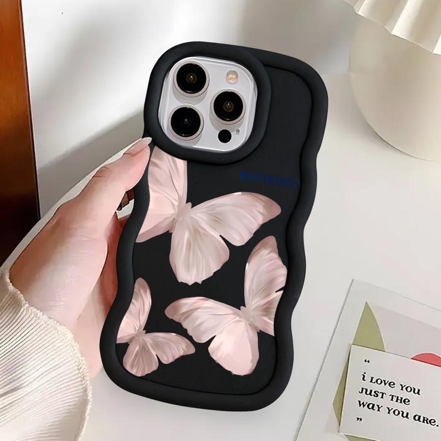 Printed Butterfly Case for iPhone 15 Plus XR 13 8 17 Air 12 16 Pro Max 14 11 Soft Phone Cover