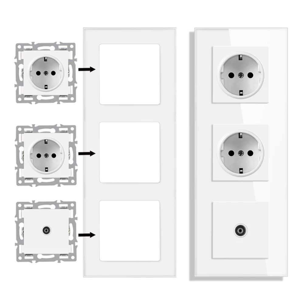1Pcs Dual USB Fast Charge Panel Wall Switch Wall Power Socket Switch  for EU Standard Wall Mount DIY