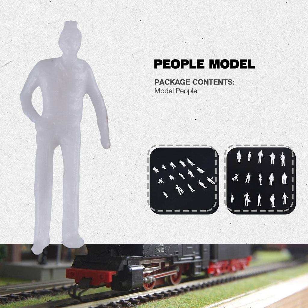 Dovhmoh 100pcs HO Scale 1:100 White Model People and Train Figures, Unpainted