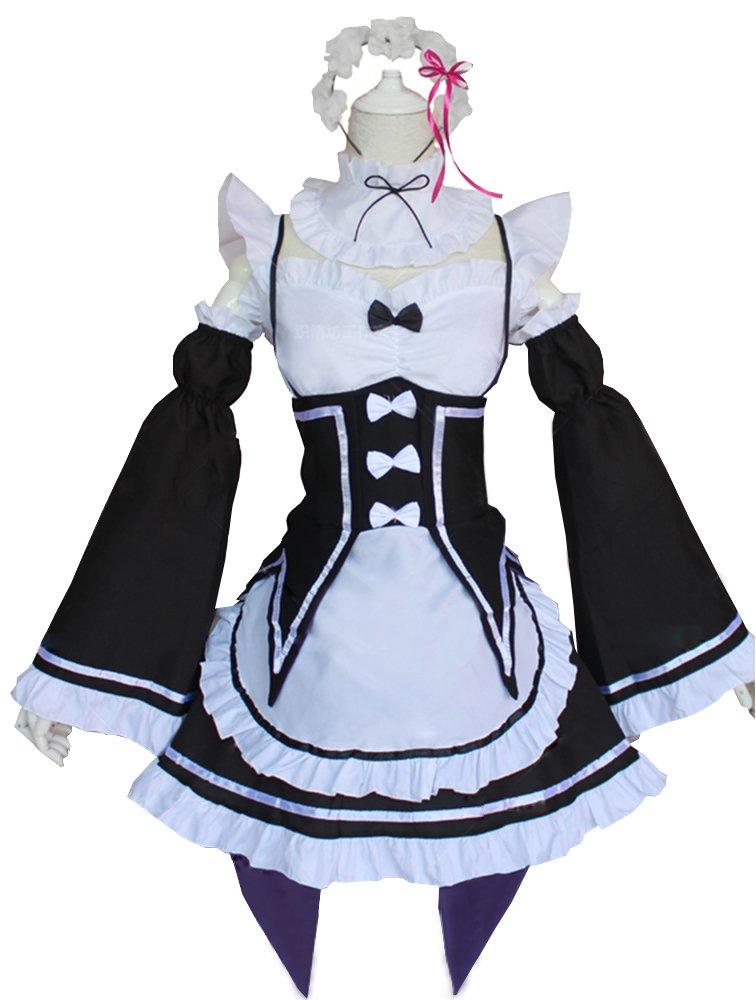 

Косплей Специальность Начало Жизни в Другом Супер Милом Косплее Рэм и Рем Хэллоуин Рождество Аниме Наряд Горничной Комплект Светло-Голубой Парик [Hinata Store] светло-синий