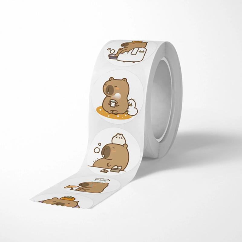500PCS/Roll Cartoon Capybara Stickers Cute Animals Scrapbooking Laptop Stationery Decorative Stickers Envelope Sealing Sticker