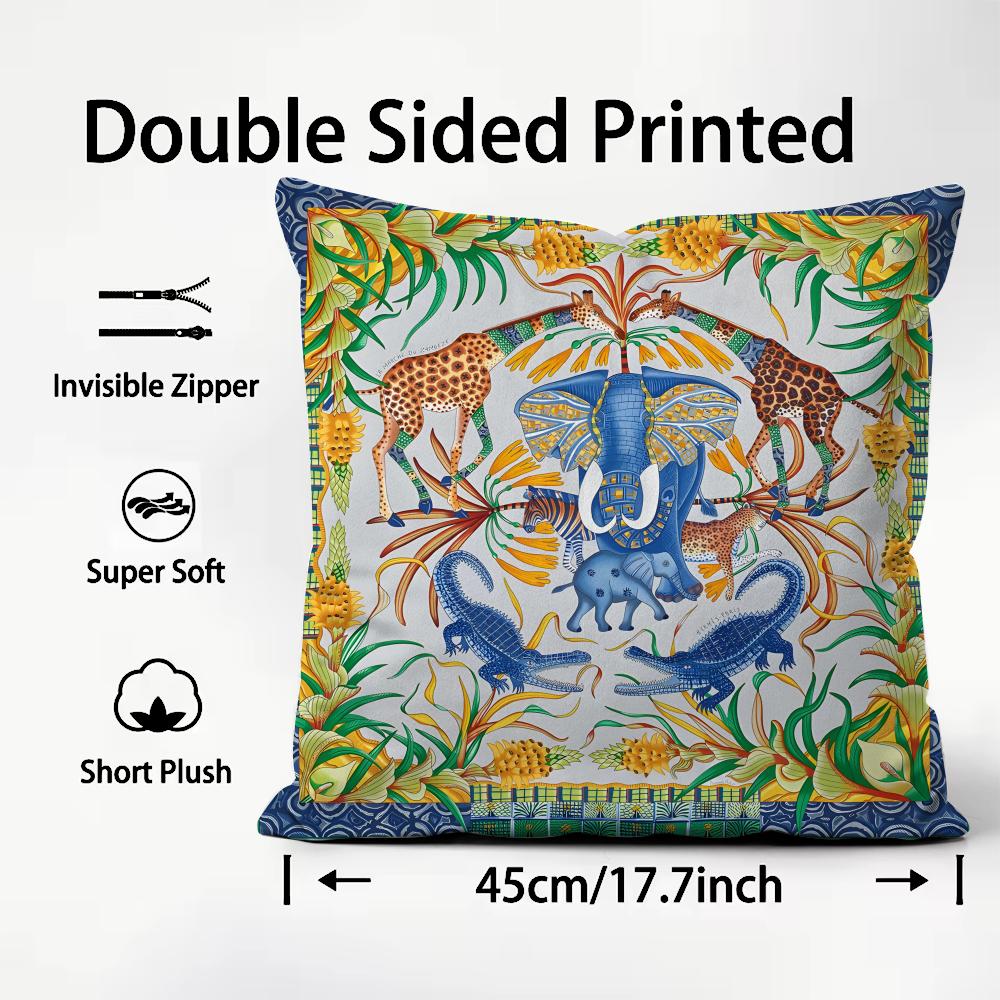 Animals Classical Cushion Cover Plush Fabric Soft DoubleSided Printed Sofa Warm Winter Home Child Gift Pillow Case
