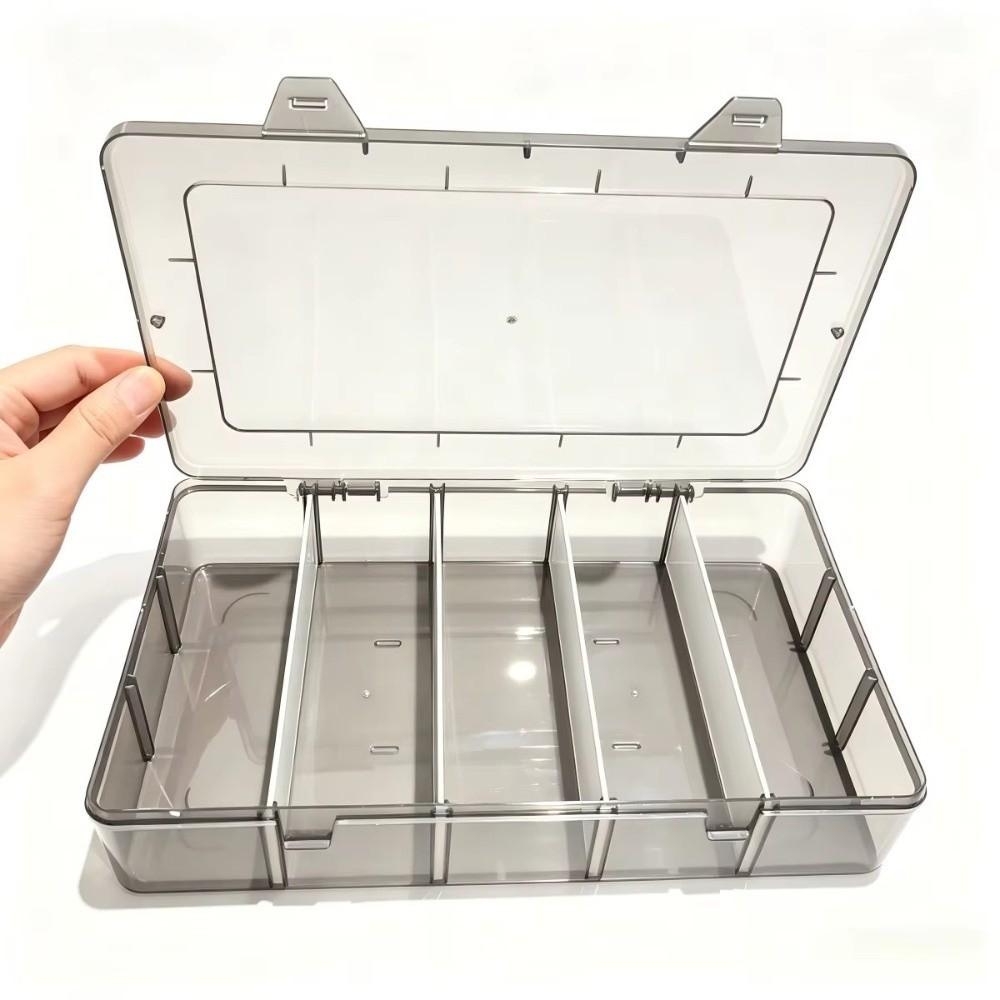 Transparent Tool Storage Box Adjustable Dividers Rectangular Shape Tool Organizer Box Secure Latch Portable