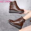 Fashion GKTINOO 2024 Waterproof Women Snow Boots 100% Genuine Leather Natural Wool Fur Platform Ankle Boots For Women Winter Warm Shoes