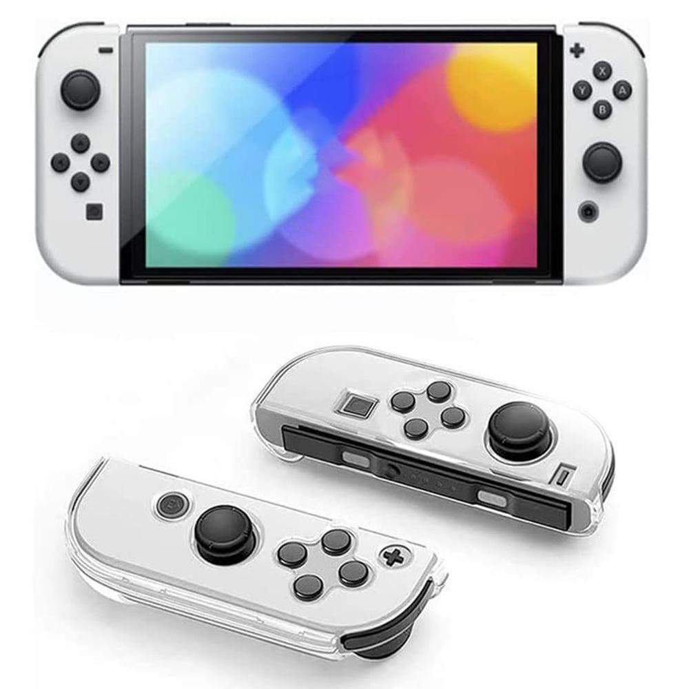 For Nintendo Switch OLED Crystal Clear Case with Stand Game Console Protective Cover Shell