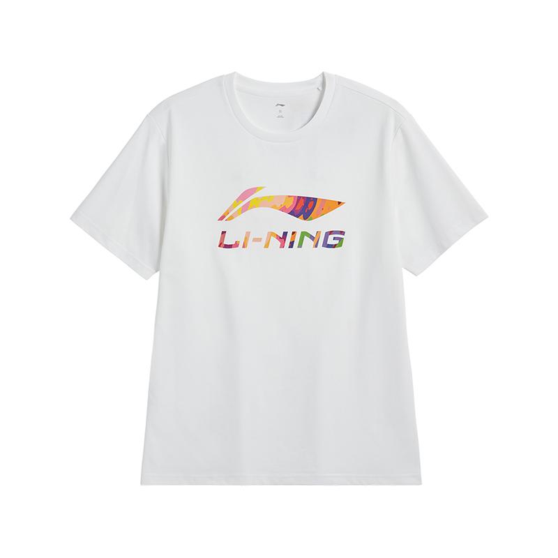 Li-Ning Letter Print Solid Color Loose Comfortable Casual Short Sleeve T-Shirt Unisex Tops White AHSVA77-2
