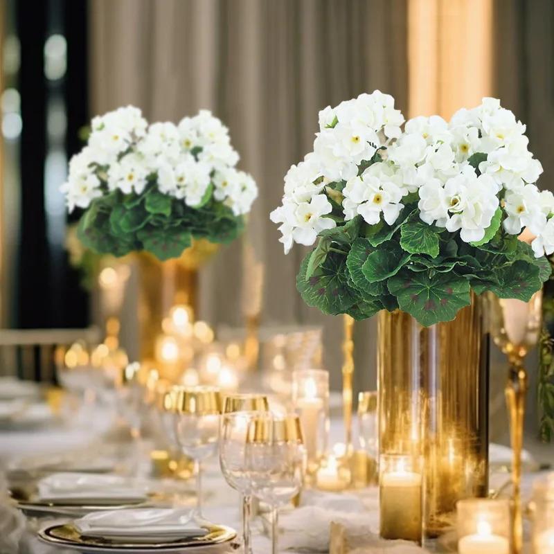 1/5pcs Artificial Plant Silk Begonia Flower Outdoor garden arch UV protection Wedding bride Home bonsai Christmas party Diy gift