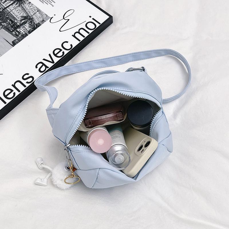 Nylon small satchel stylish simple solid color shell shoulder bag women's mobile phone bag casual versatile oblique span