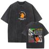 Anime Chainsaw Man Pochita and Denji Washed Vintage Tshirt Cartoon Manga Graphic T Shirt Men Casual Cotton Oversized Tshirts