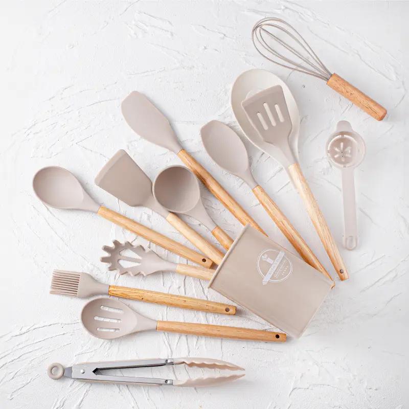 14pcs silicone utensil set with plastic holder