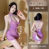 erotic underwear deep breast cheongsam set, pure desire purple sister suspender skirt dating couple flirt