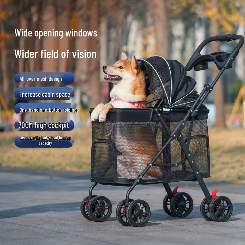 Medium & Large Pet Stroller for Dogs & Cats - Lightweight, Foldable, Ideal for Outings