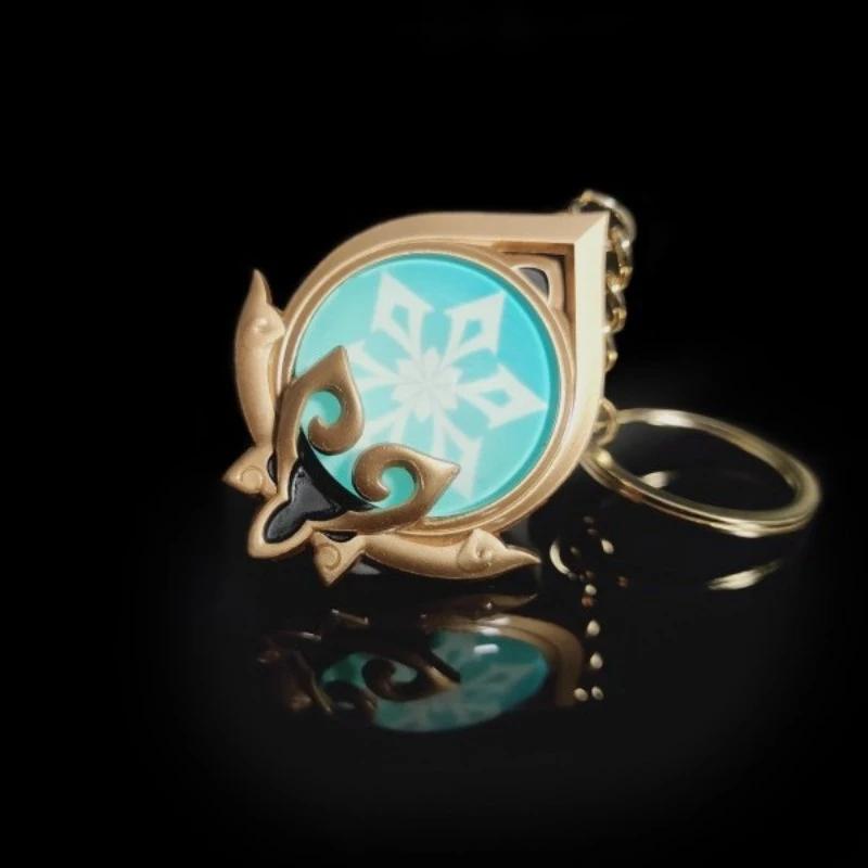 New Teyvat Vision Fontaine Water God Focalors Lyney and Lynette Keychain Luminous 7 Element Eye Of God Toy KeyRing