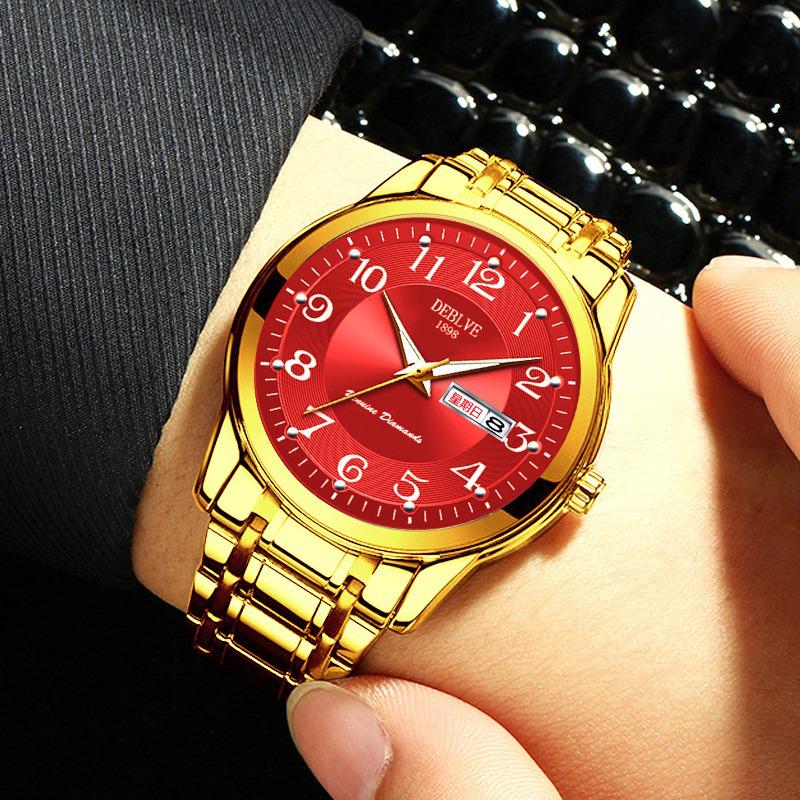 Herren Digital Luminous Wasserdichte Modeuhr - Legierungsstahlarmband mit Doppeltem Kalender