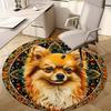 1Pc Animal Dog Circular Print Rug - Home Decoration Carpet For Living Room Bedroom Flooring Computer Chair Area Rug