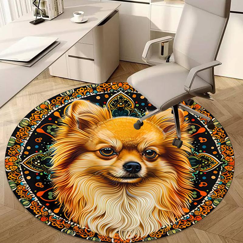 1Pc Animal Dog Circular Print Rug - Home Decoration Carpet For Living Room Bedroom Flooring Computer Chair Area Rug