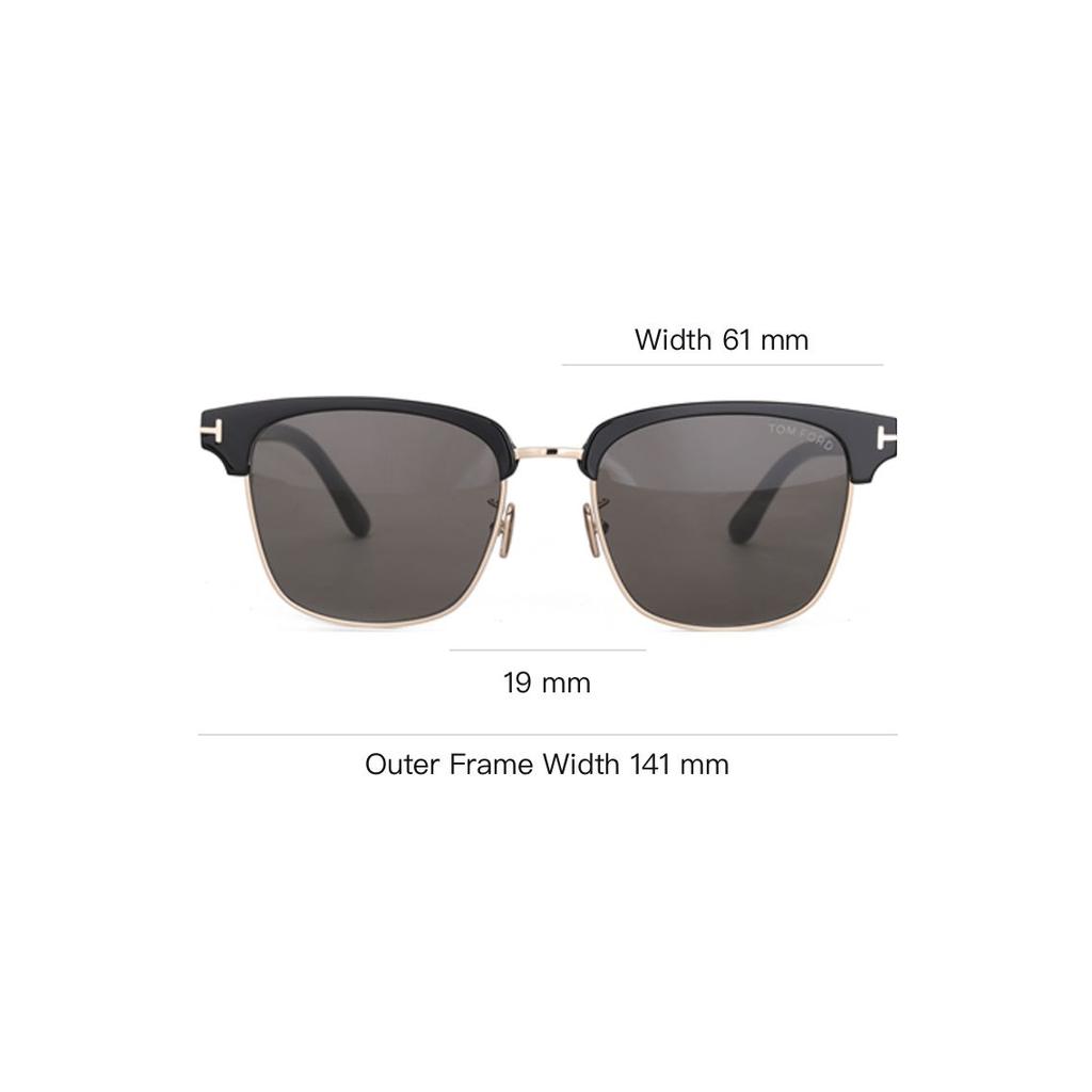 Tom Ford Okulary przeciwsłoneczne prostokątne z lustrzanym logo Unisex czarne TF1139-K-01A-56