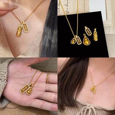 New Chinese Lucky Pixiu Fulu Vajra Pestle Pendant Necklace Women'S Light Luxury Elegant Fashion Versatile Neck Chain Sweater Chain