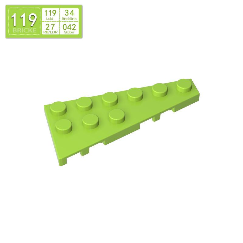 

BRICKE Brick Guest 3x6 Left Wedge Plate Compatible with LEGO 54383 Building Blocks 50g (~30 pcs) grass зелений колір