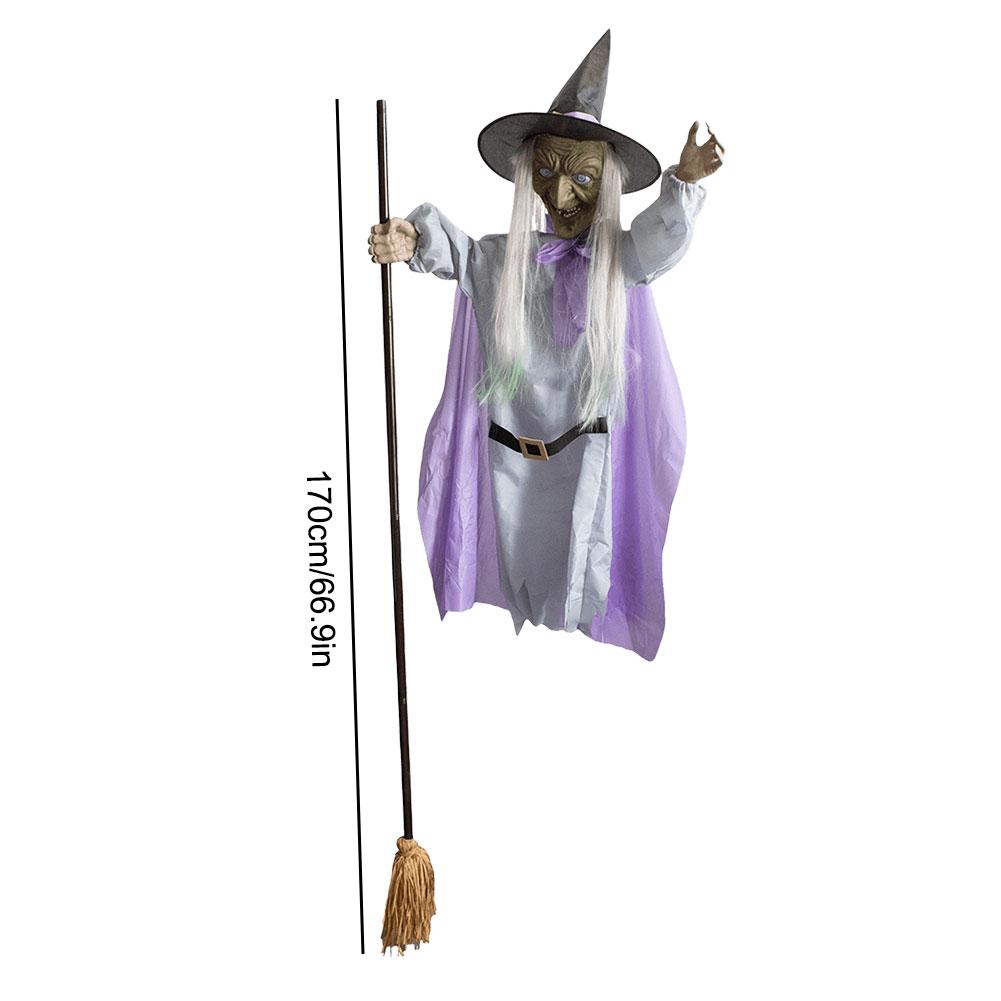 Halloweenská létající čarodějnice dekorace venkovní horor strašidelná létající čarodějnice se zvuky světly zahradní strašidelný dům dekorace rekvizita