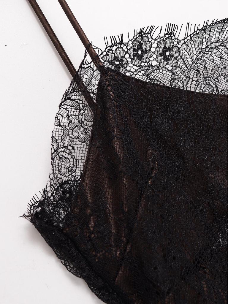 2026 Spring Women's European & American Satin Lace Asymmetrical Camisole Dress
