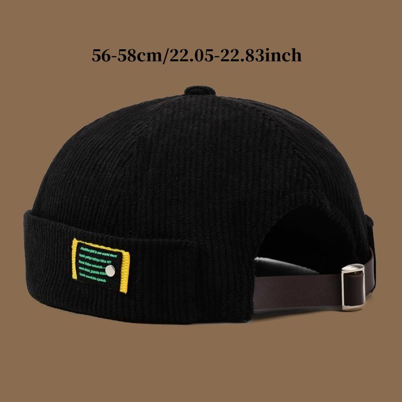 Unisex Corduroy Solid Color Brimless Caps for Men Women Streetwear Hip Hop Hats Retro Beanie Docker Caps Adjustable Dome Hats