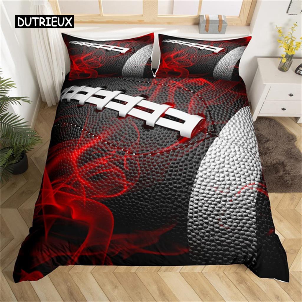 Boys or Girl 3D Football Duvet Cover Set Comforter Cover Ball Sport Theme Bedding Set Single Twin for Kids Teens Gift Bedroom