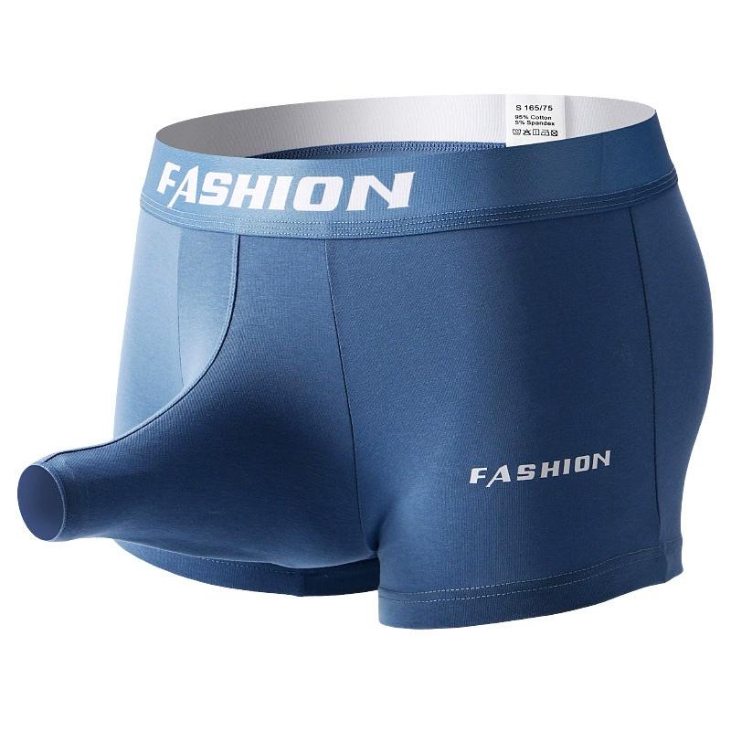 

1 шт. Хлопковые боксеры-транки, трусы с открытым носом слона, дышащие, с выпуклым мешочком, нижнее белье, со средней посадкой, мужские трусы-шорты, Cuecas синий/серый