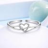Intertwined Love Knot Heart Adjustable Open Ring –925 Sterling Silver