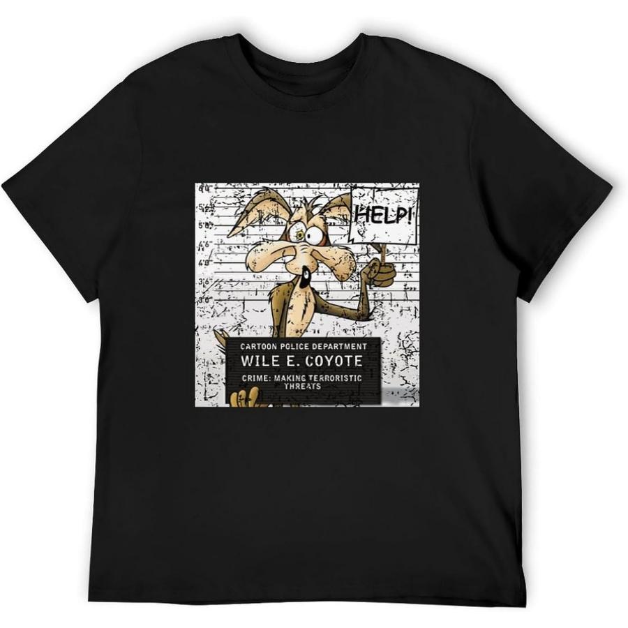 Mens T-Shirt Dessin Anime Wile E Coyote T-Shirts Expedition Top Ajax Art T Shirtugshot Cartoon Fan Men s T Shirt T-Shirt Black S