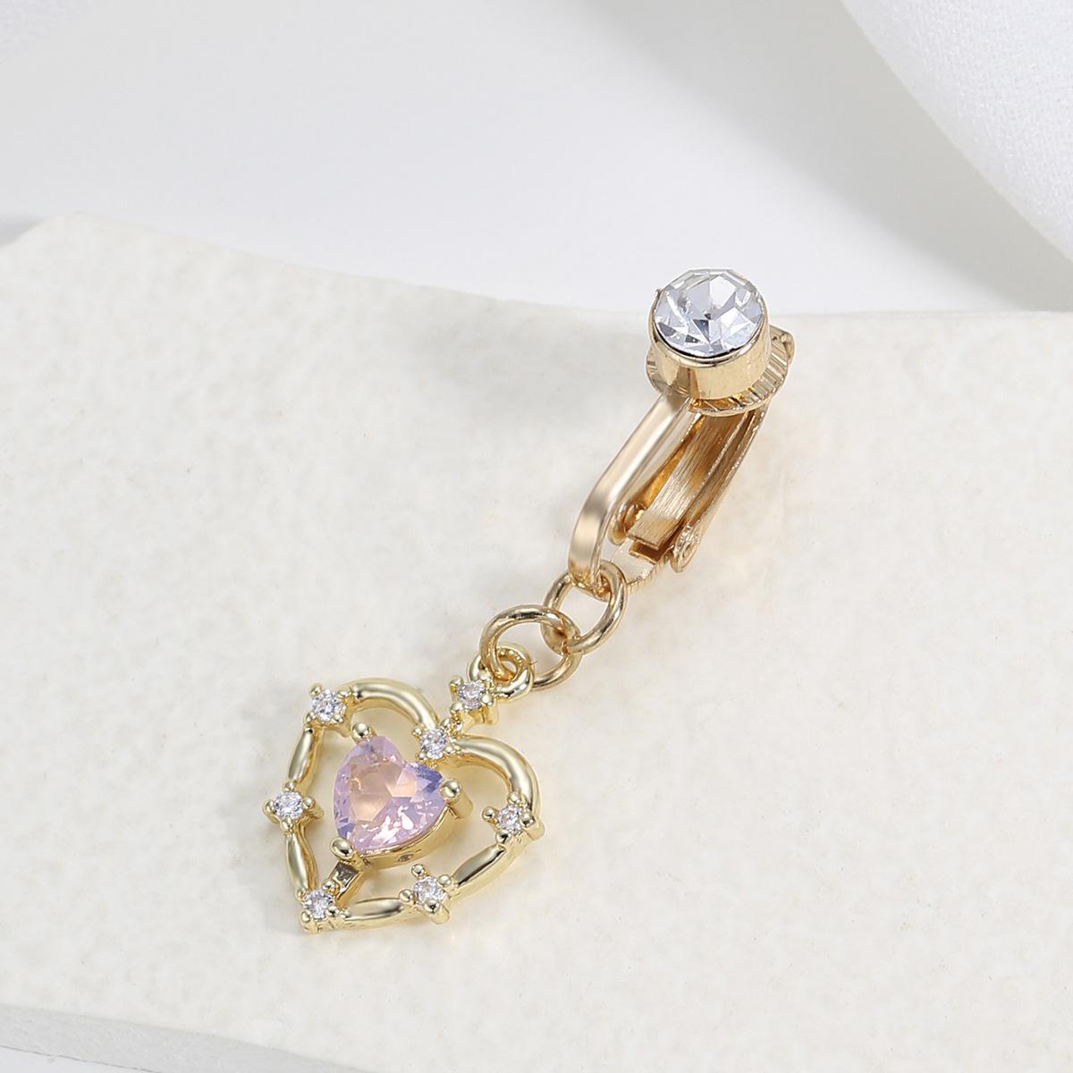 

Пупок в форме сердца Персиковое украшение пупка Клипса для пупка с цирконом без прокола Универсальная пряжка для пупка интернет-знаменитости