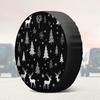 1pc Christmas Reindeer & Snowflake Tire Cover - 2D Flat Print Universal Fit Black Fabric Holiday Decoration For School Parking L